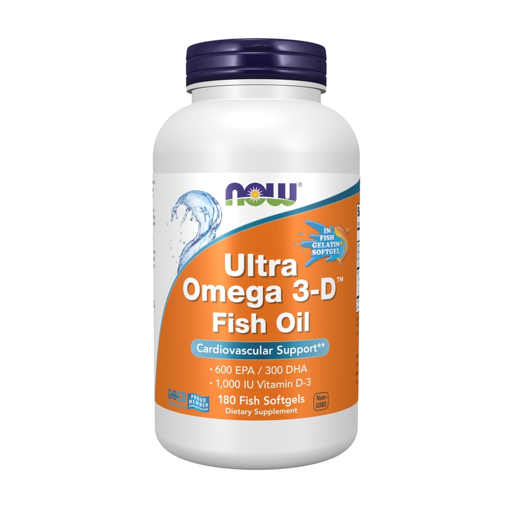 NOW Foods Supplementen, Ultra Omega 3-DTM, Omega-3 Visolie + Vitamine D-3, Cardiovasculaire Ondersteuning*, 180 Softgels