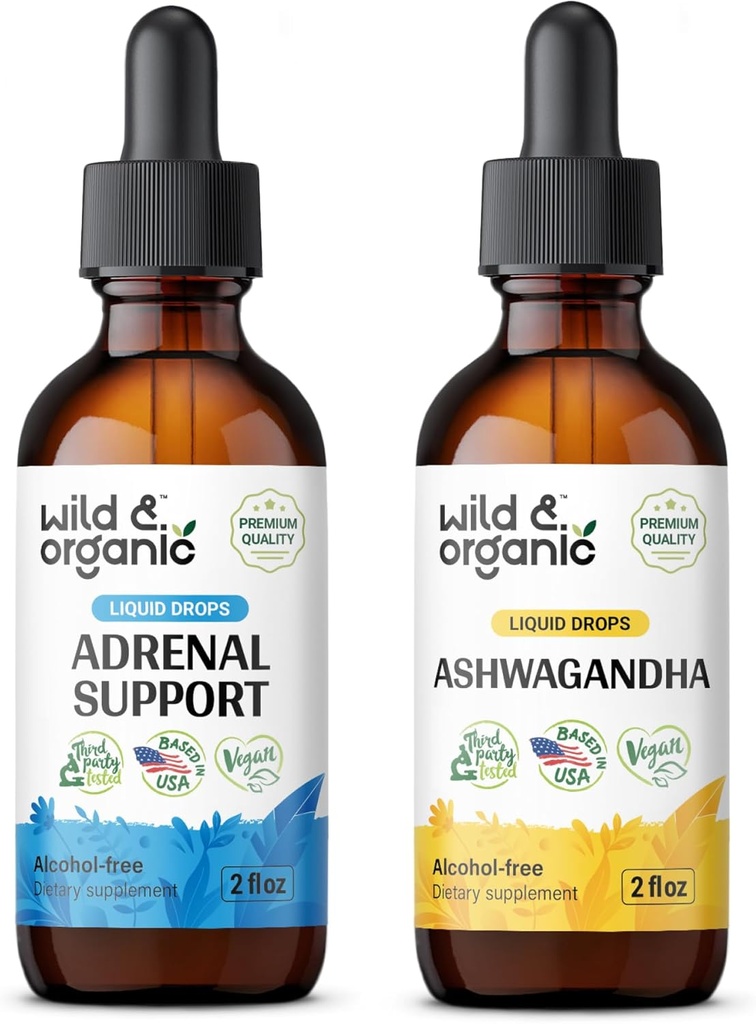Wild & Organic Adrenal Support Tinctuur 2 fl oz & Ashwagandha Tinctuur 2 fl oz