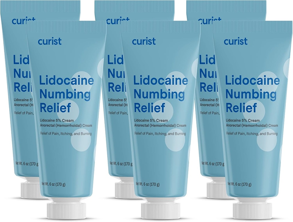 Cursist 5% Lidocaine Cream Topical Pain Cream - (6 oz Tube, Pack of 6) XL Tube - Numb Skin Snel en effectief met 5% Lidocaine Numbing Cream (6 Pack - 36 oz Totaal)