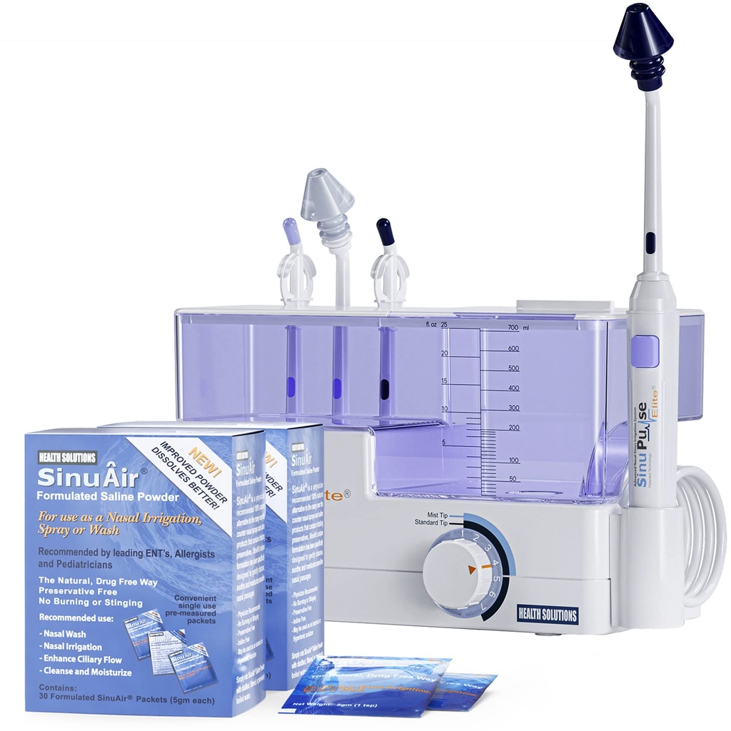 SinuPulse Elite Advanced Neus Besproeiingssysteem - pulserende Sinus Congestie Relief & Sinus Rinse Machine, effectiever dan Neti Pot, Neus Spray of Nasale Wash Fles, met 90 SinuAir Packets