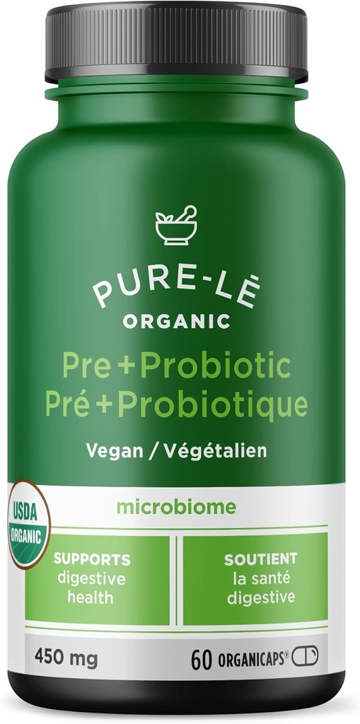 USDA Organic Prebiotic + Probiotic 60 Organicaaps - Vegan Certified Organic Kosher Complete Dagelijkse Digestieve Ondersteuning. Alle natuurlijke - Ultra Premium Digestief Dieetsupplement.
