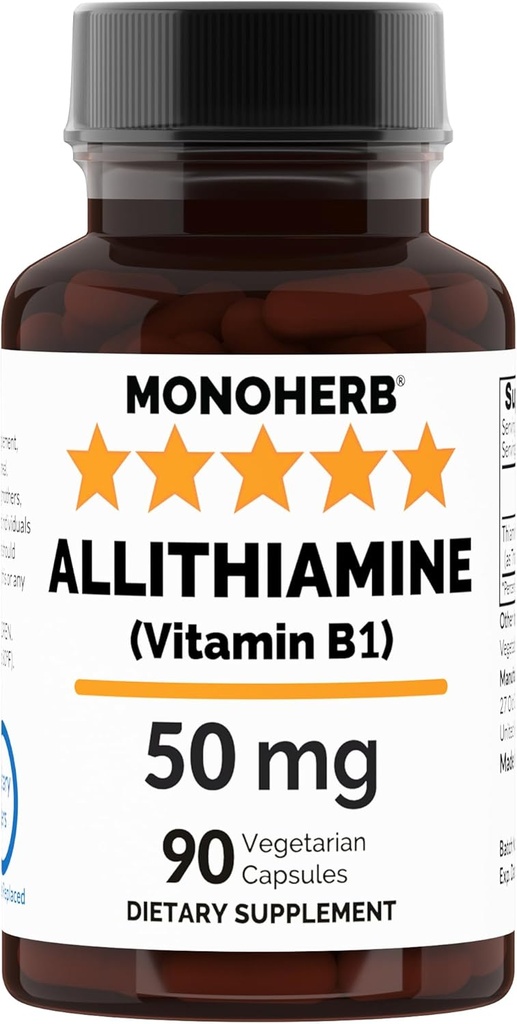 MONOHERB Allithamine Vitamine B1 50 mg per capsule - 90 Vegetarische capsules