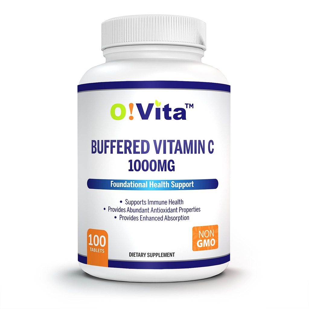 Gebufferde vitamine C 1000mg voor ondersteuning van de immuungezondheid, 100 gebufferde niet-GMO-tabletten, 100-daagse levering