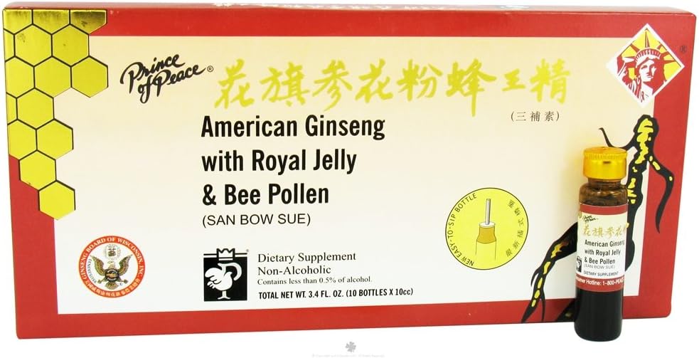 Amer Ginseng met Royal Jelly Bee Pollen (10 Single Serving Botts)