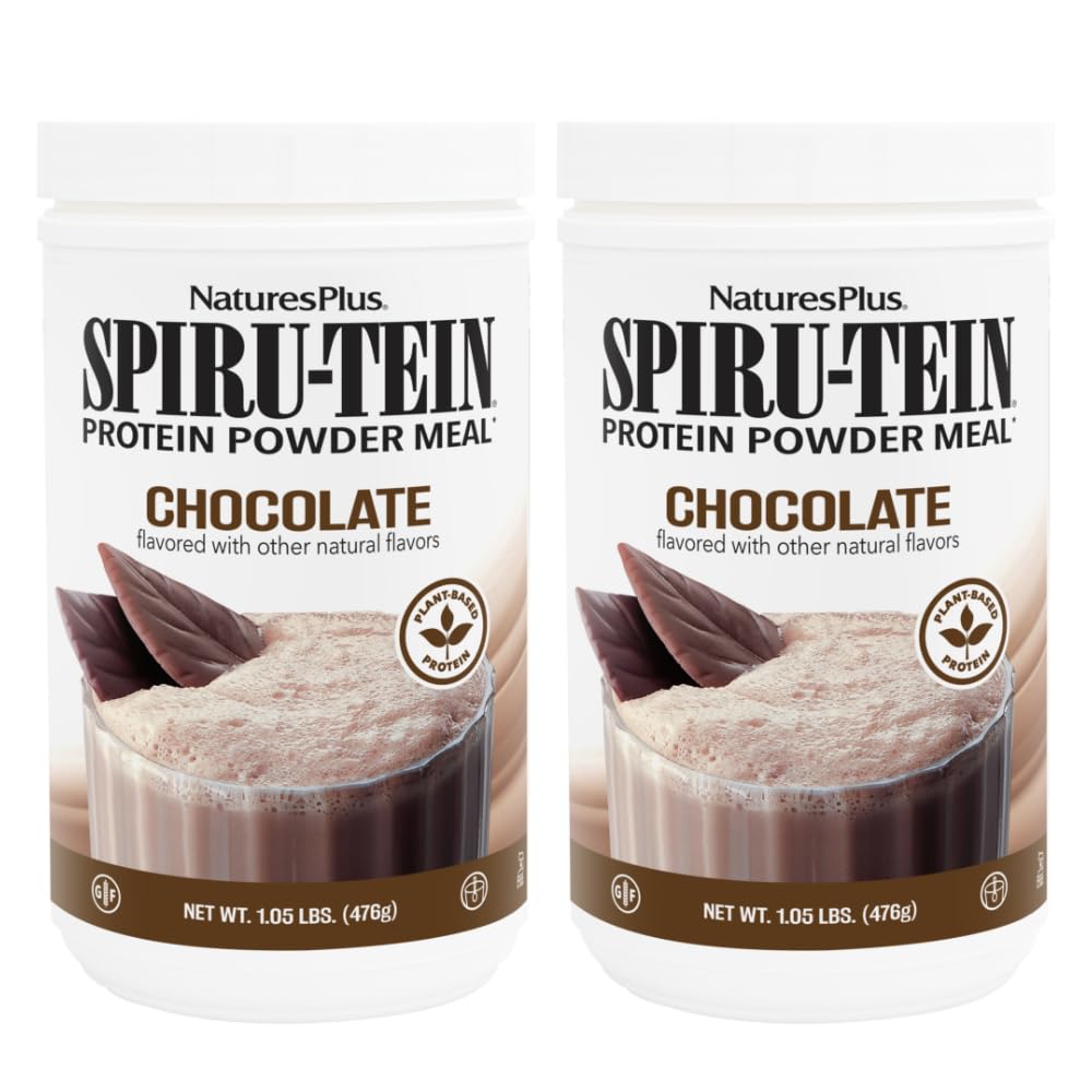 NaturesPlus SPIRU-TEIN, Chocolate - 1,05 lbs, Pack of 2 - Plant-based Proteine Shake - Non-GMO, Vegetarisch, Glutenvrij - 34 Totaal porties