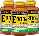 MASON NATURAL Vitamine E 90 mg (200 UI) - Antioxydant et nutriment essentiel, système immunitaire sain, peau et yeux, supplément du corps entier, 100 softgels (paquet de 3)