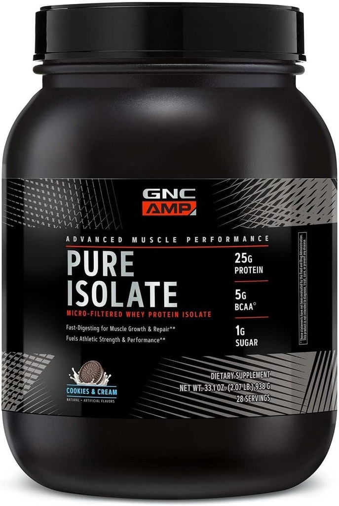 GNC AMP Pure Isolate Whey Protein - Cookies et crème (28 portions)