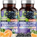 2 Pack N1N Premium 10 en 1 Immune Supplément de soutien [10 Potent Ingredients] avec Elderberry, Vitamine C, Zinc, Echinacea, Curcumine curcuma, Ail et Probiotiques pour Adultes, 120 Vég.