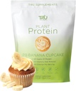 TRU Plant Based Protein Powder, BCAA, EAA, 20g Vegan Bruin Rijst & Pea Proteïne, 100 Calorieën, 27 Vitaminen, Geen kunstmatige smaken 25 Servers (Peanut Butter Banana Cupcake)