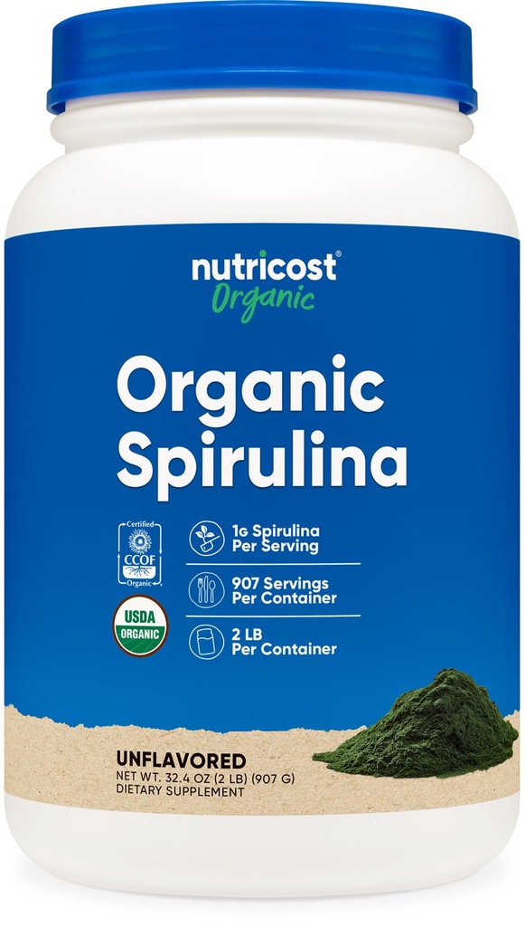 Nutricost Biologische Spirulina Poeder 2 LB - Pure, Certified Organic Spirulina