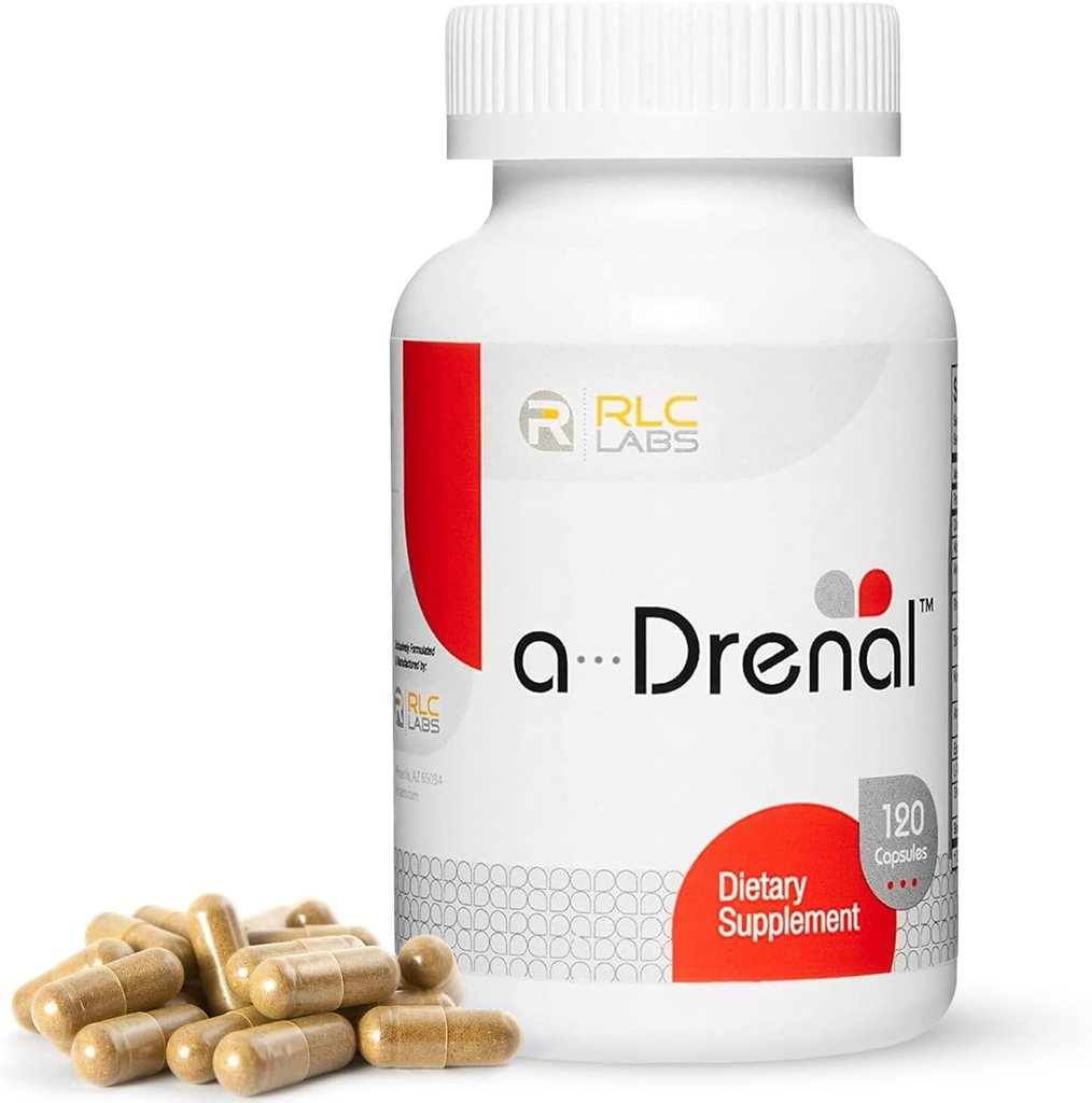 RLC, a-Drenal, adrenal Support for Stress Relief and Energy - 120 Capsules, Balance Cortisol with Ashwagandha, Rhodiola, Cordyceps and Ginseng L-Theanine, Adrenal Support Supplements for Women & Men
