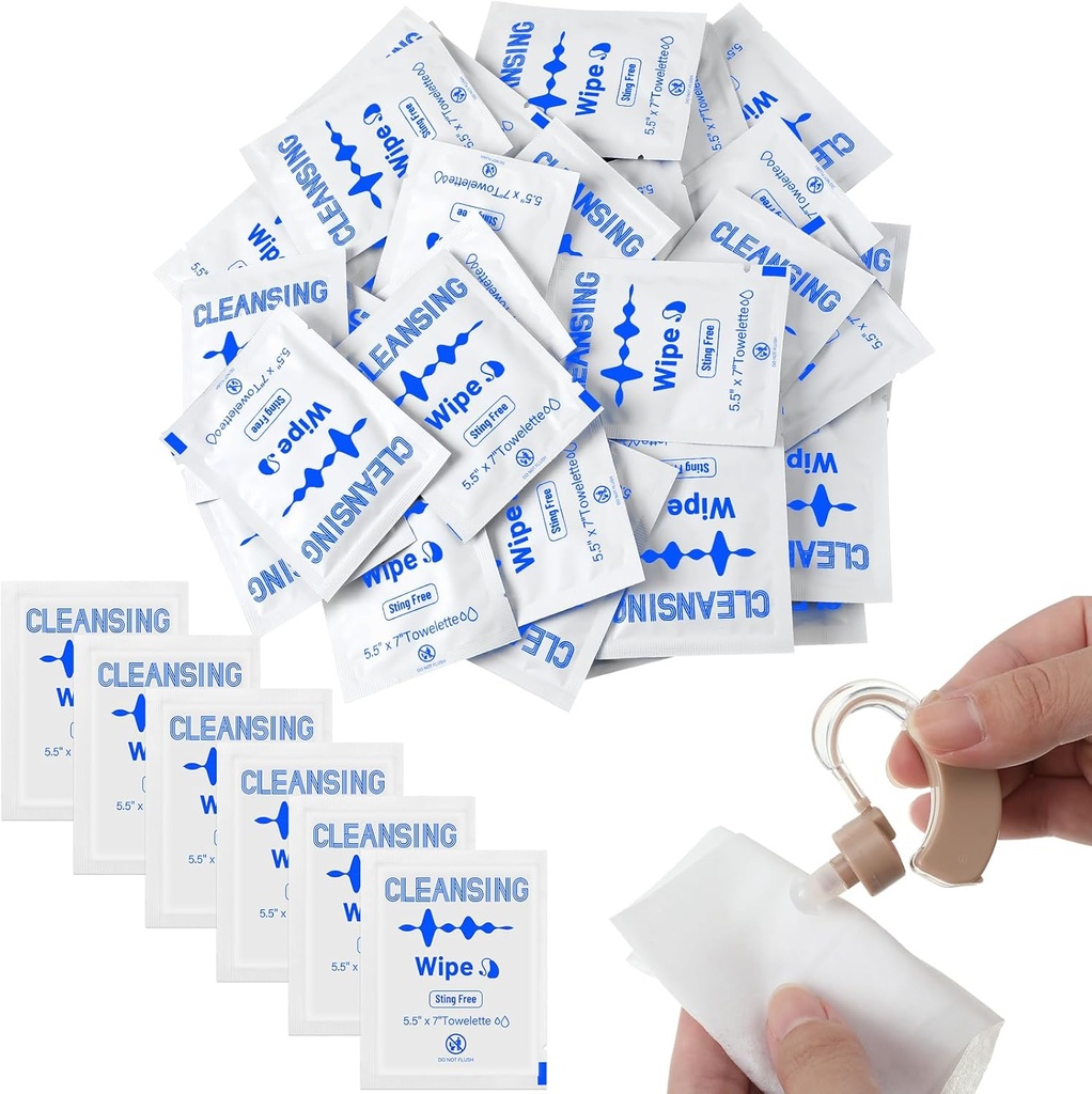 Timgle 200 Count Hearing Aid Wipes Individually Wrapped Cleaning Handdoeken Telefoon Reiniging Wipes Laptop Cleaner Wipes voor Earwax Earbuds Sweat Earmold Earplugs in Ear Monitors Clean Removal