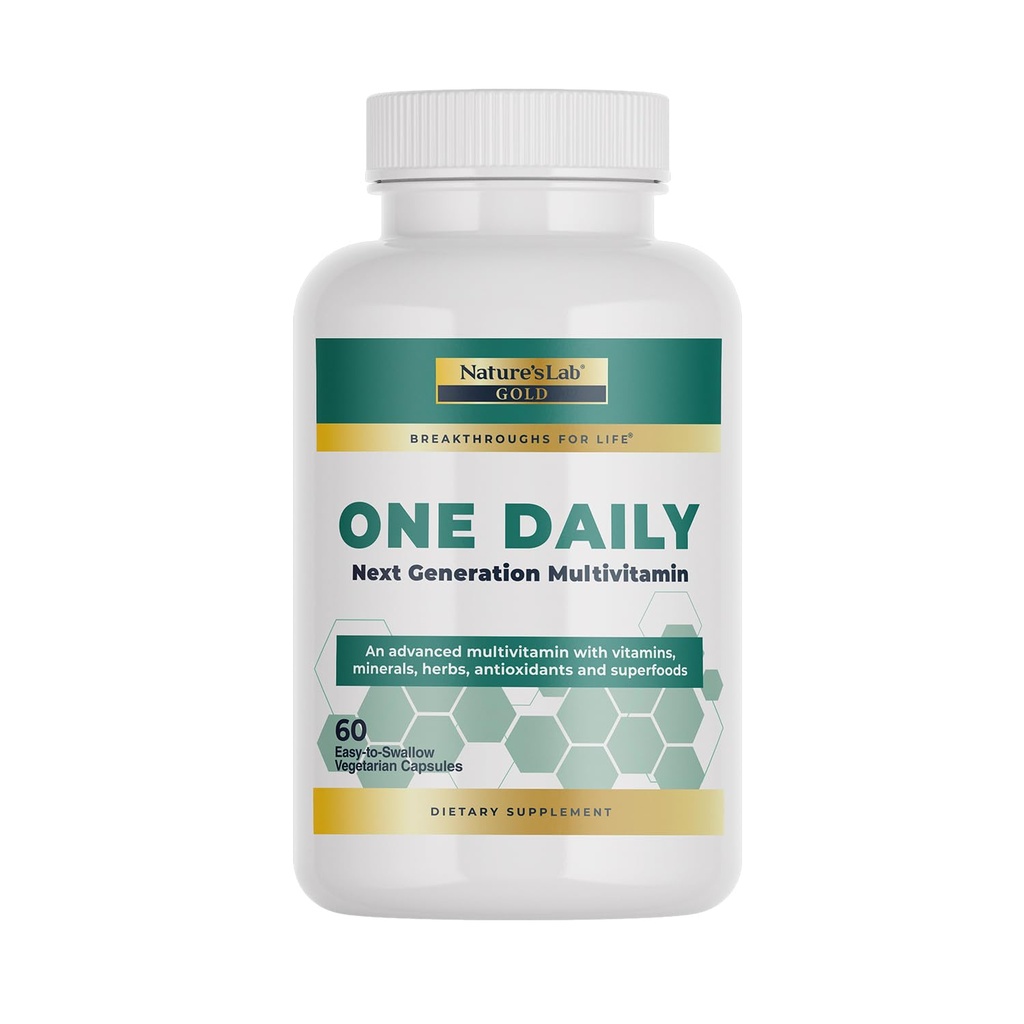 Nature's Lab Gold One Daily Multivitamine - Bevat 19 essentiële vitamines en mineralen, waaronder vitamine C, D3 en zink - 60 capsules (2 maanden levering)