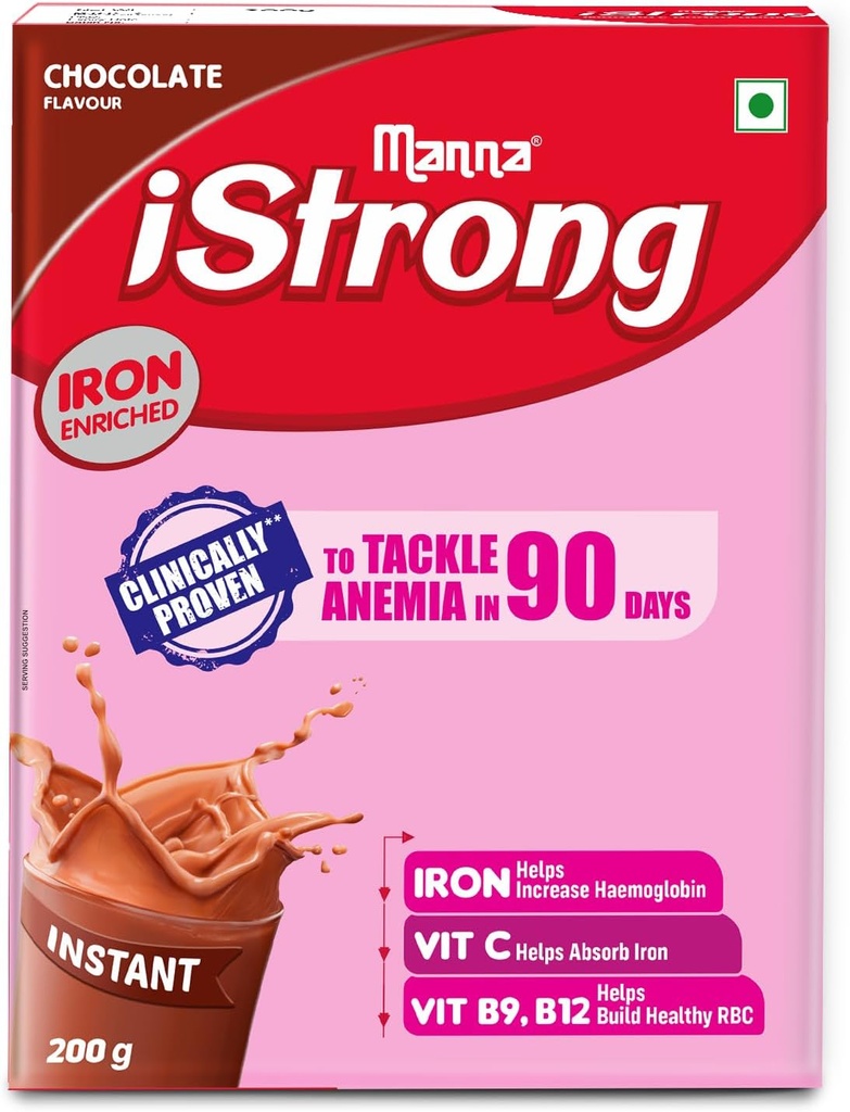 Manna i Strong 400g Iron Forted Womens Health Drink Mix (Chocolate) Iron Lock Formula met VIT C, B9, B12