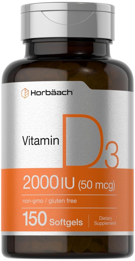 Horbiach Vitamine D3 2000IU Softgels 150 Telling 50mcg Cholecalciferol