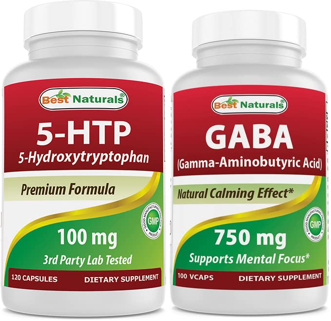 Meilleurs naturels 5-HTP (5-hydroxytryptophane) 100 mg et GABA 750 mg