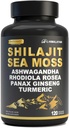 Shilajit Capsules for Men - 50% Fulvinezuur, 85+ Trace Minerals Pure Himalaya, Shilajit Resin Extract with Sea Moss, Ashwagandha-for Energy, Stamina -120 Capsules