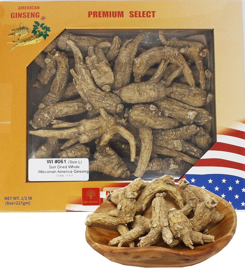 Hand-Selected American Wisconsin Farmed Ginseng Root Medium 美国威斯康辛州 长枝西洋参 花旗参 | Cultivated Wisconsin American Ginseng Large 8oz/Box