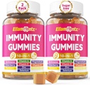 10-In-1 Immuun Gummies met Multivitaminen, 100% Dagelijks Zink, Vitamine C & D3 Immuniteitssupplement + Echinacea, Sambucus Vlierbes, Kurkuma, Magnesium, Immuun Ondersteuning, Totale Gezondheid, Suikervrij, 2 Pack