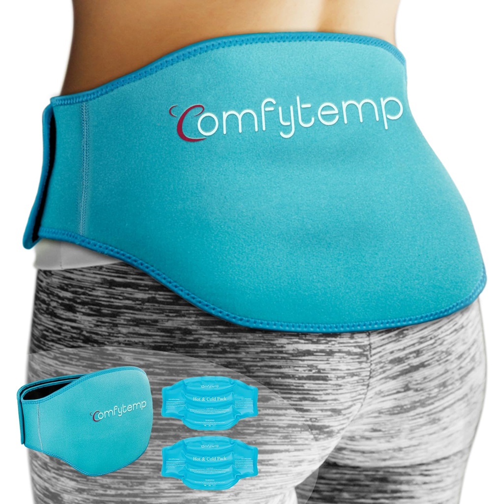 Comfytemp Ice Pack voor Rugpijn Relief, 2 Packs, FSA in aanmerking komende, Herbruikbare Gel Lagere Terug Wrap Ice Brace voor Rugpijn, Heet Koude Compressie voor Lagere Lumbar, Waist, Heren Vrouwen Na Chirurgie Cadeau