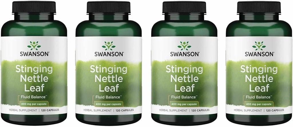Swanson Stingling Nettle Leaf (Urtica Dioica) - Herbal Supplement Promoting Urinary Tract & Respiratory Health Support - May Support Health Fluid Balance - (120 Capsules) (4 Pack)