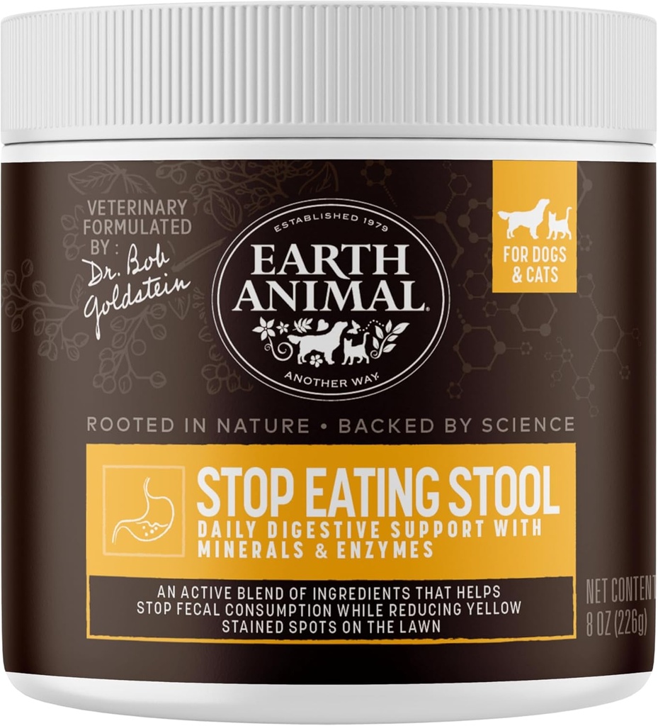 Supplément en poudre apothécaire d'animaux terrestres - Arrêter de manger tabouret poudre nutritionnelle pour chiens et chats - 8 oz