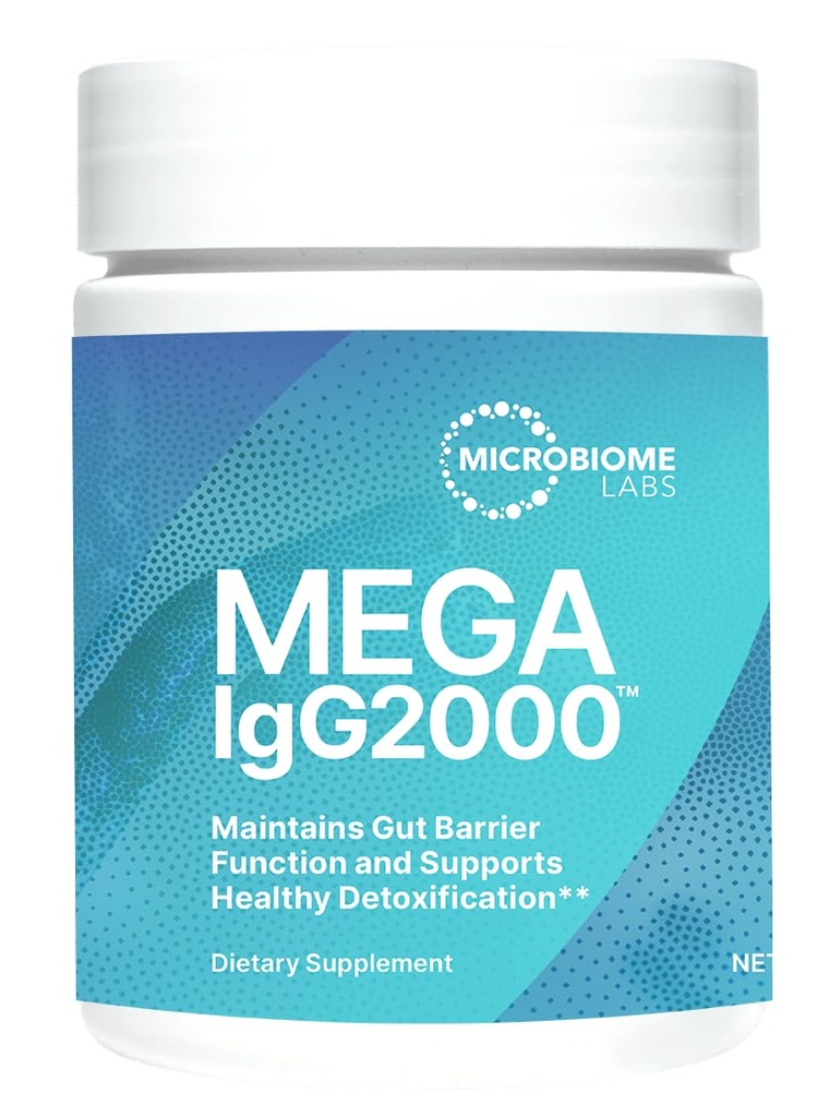 Microbiome Labs Mega IgG2000 Gut Health Powder for Women, Men & Kids 2+ - Supplément IgG Immunoglobuline pour le soutien de la santé digestive - Supplément Bovine Colostrum sans lait (2.1 Ounces)