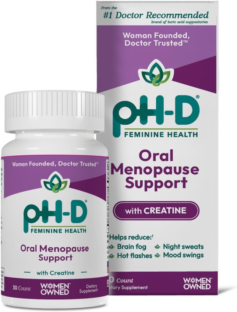 pH-D Vrouwelijke Gezondheidsondersteuning - Holistische Menopauze Ondersteuning - Orale Supplement met CON-CRET Geconcentreerde Creatine, Salie, Rhodiola en Black Cohosh - 30 Tellen