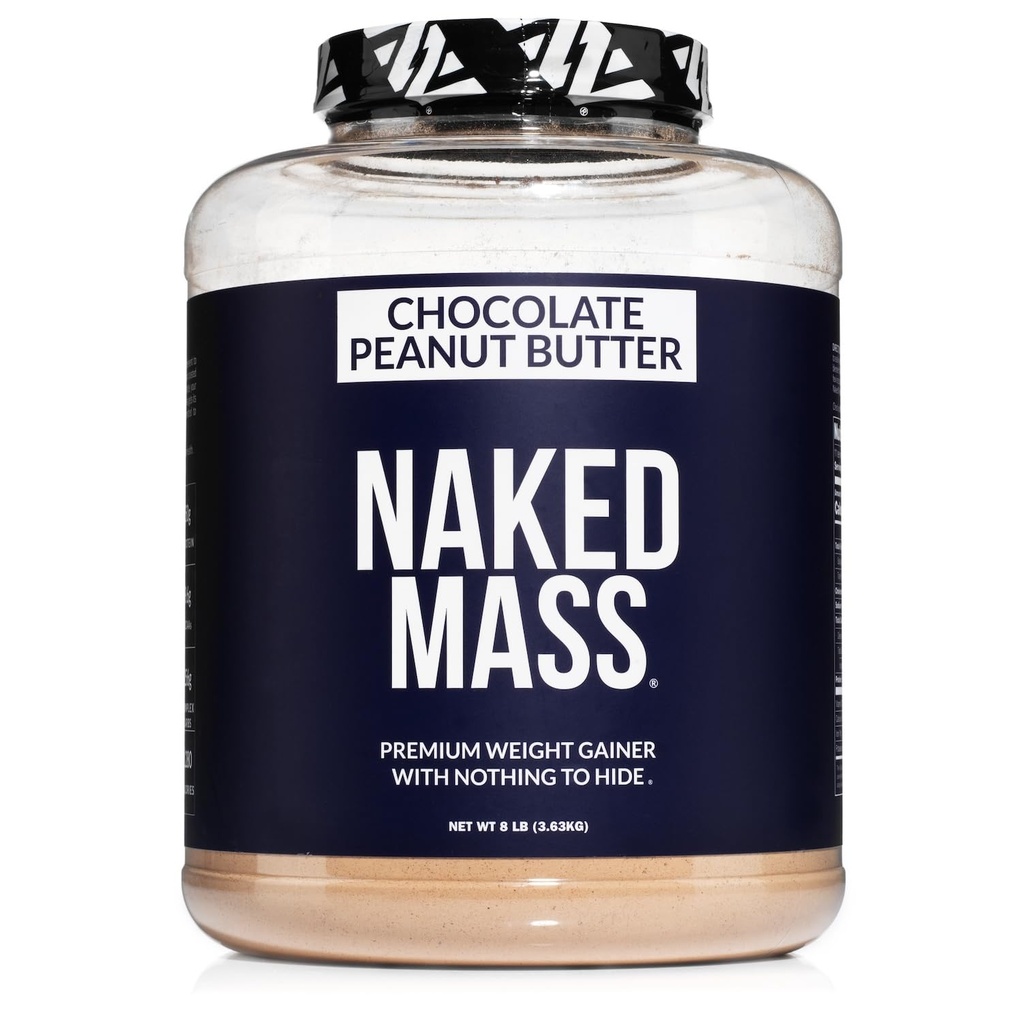 Naakt Chocolade Pindakaas Massa - 1.280 Calorieën, 50G Proteïne, Niets Kunstmatig. Alle natuurlijke Weight Gainer Proteïne Poeder - 8Lb Bulk, GGO-vrij, glutenvrij en sojavrij