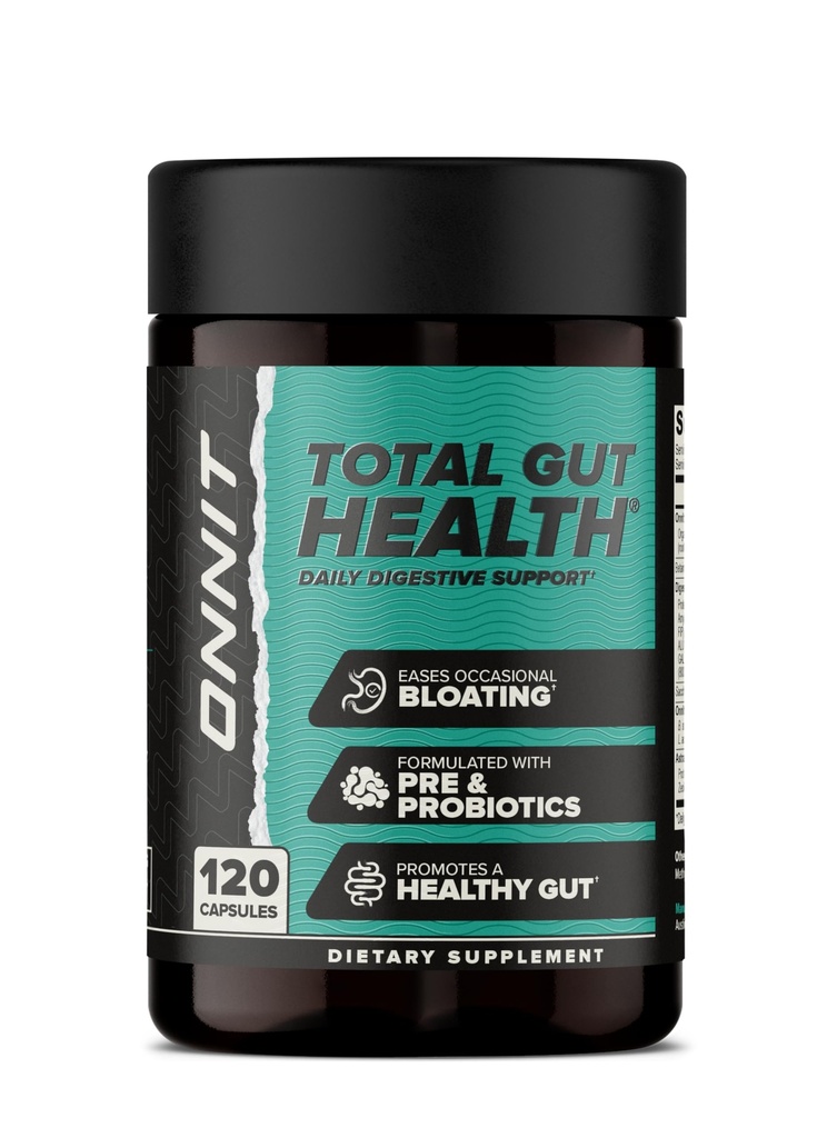 ONNIT Total Gut Health Dagelijkse Digestieve Ondersteuning, IgenTM Non-GMO Tested Digestie Supplement voor vrouwen en mannen met 7 Strains van Probiotica, Prebiotica, Enzymen, en Betaine HCL, 120 Tellen