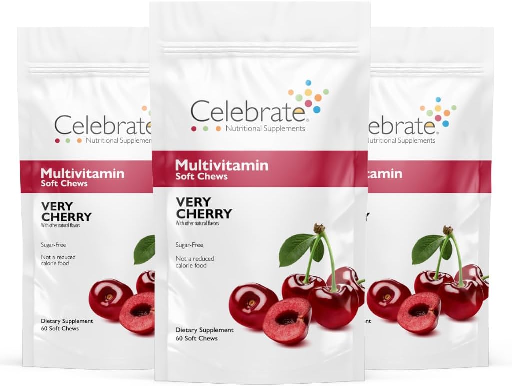Vier vitamines Bariatrische Multivitamine Zachte Kauwen - Essentiële Vitaminen & Mineraal, Suiker & Glutenvrij - Gastric Bypass & Sleeve Gastrectomie Supplement - Cherry (180ct)