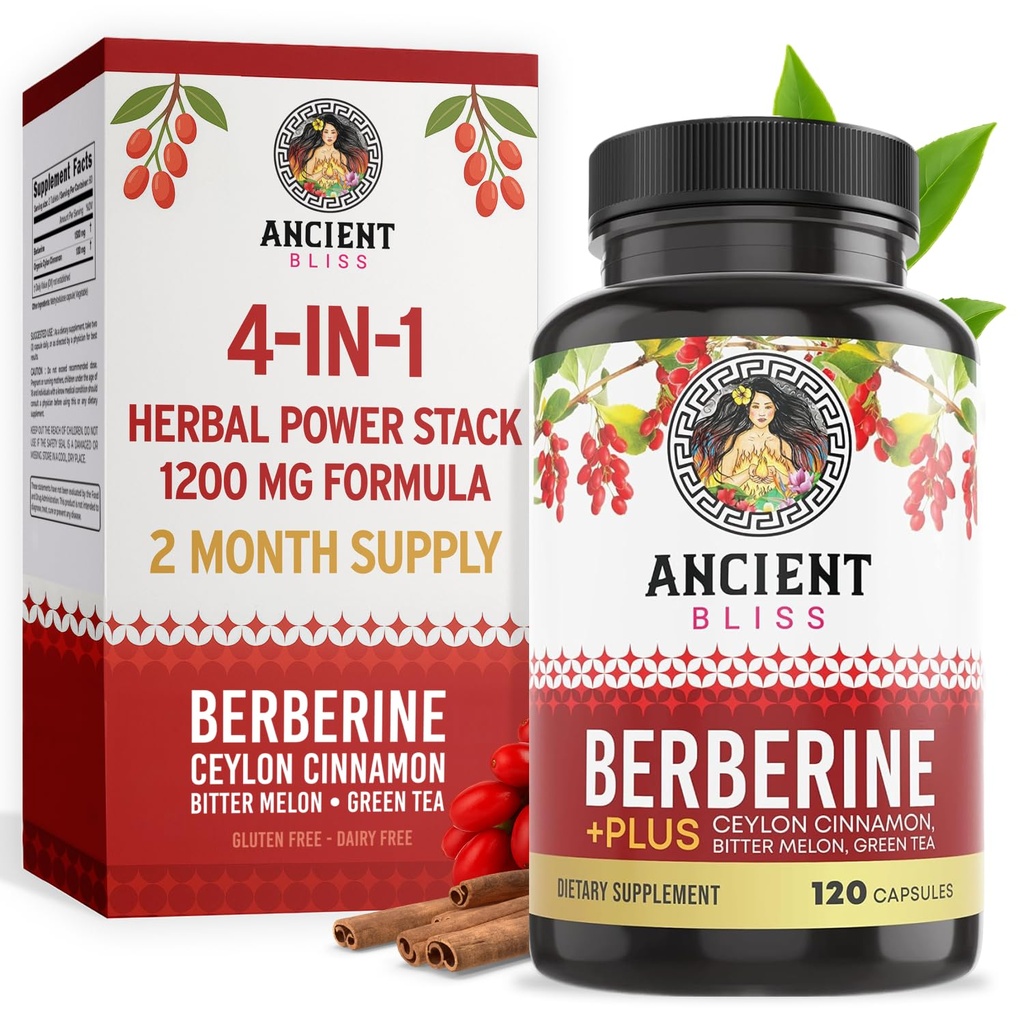 Oude Bliss Berberine HCL 1200mg met Ceylon Cinnamon, Bitter Melon en Green Tea Extract - 120 capsules