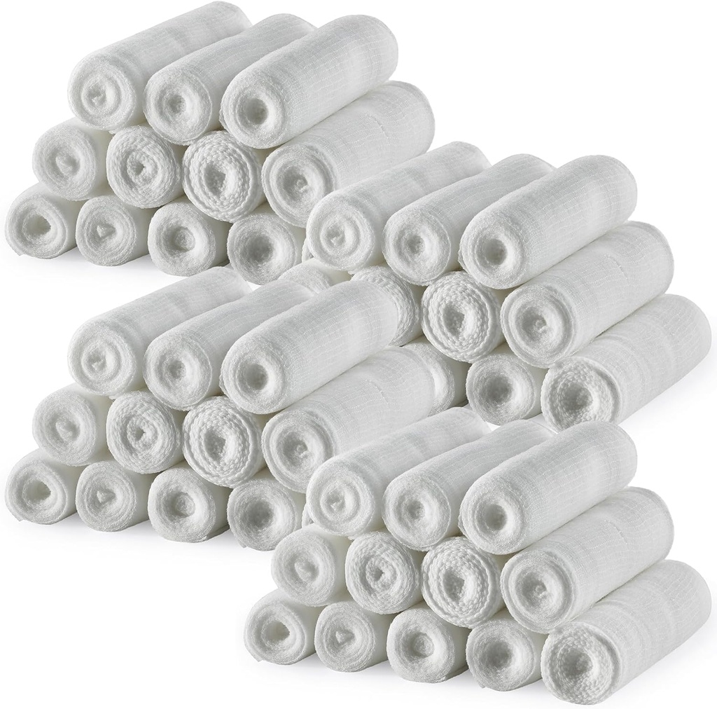 MEDca Gauze Bandage Rolls - 48 Pack, 4 in x 4.1 Yards, Medical Grade Gauze en Stretch Bandage voor Wond Dressing en EHBO Kit