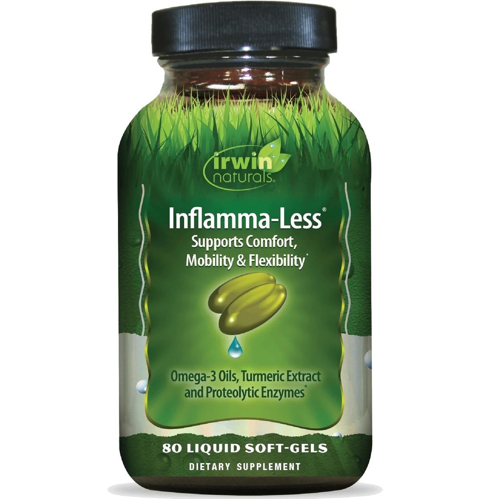 Irwin Naturals Inflamma-moins, favorise le confort, la mobilité et la flexibilité, 80 Softgels liquides