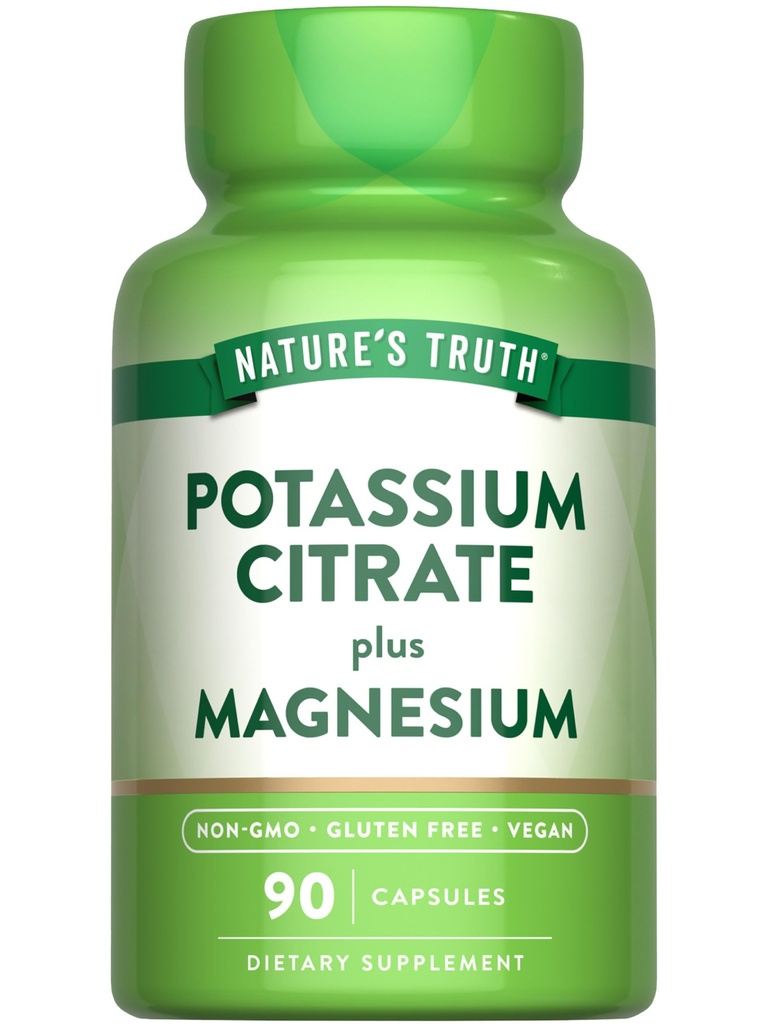 La vérité de la nature Potassium Citrate de magnésium Capsules de Citrate de 90 Count, sans OGM et sans gluten