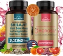 Ultimate Antioxidant Bundle - Shilajit Pure Himalaya Organic & Morosil - Fulvic Acid Trace Minerals, Irish Sea Moss, Ashwagandha, Koper, Beetwortel - Non-GMO, Glutenvrije, Veganistisch supplement