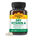Country Life Vitamine A 10 000 UI - Soutien immunitaire, supplément santé de la peau et des yeux, certifié sans gluten, végétalien, halal, casher, 50% bêta-carotène et 50% palmitate de rétinyl, absorption facile - 100 comprimés