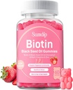 Black Seed Oil Gummies with Biotin, Immune Support Healthy Hair&Skin&Nails for Women and Men, Chlorofyl, Zink, Vitamine A, B6, B12, C, D, E, Vegan Supplement - 60 Gummies