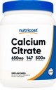 Nutricost Calciumcitraatpoeder (500 Gram) (Unflavored) - Pure Calciumcitraat, Geen Fillers, Glutenvrij (1.1lbs)