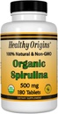 Origines saines Spiruline, 500 mg (organique) - Comprimé de Spiruline biologique avec vitamine A et vitamine B12 - certifié Casher - Pilule de Spiruline végétalienne, non-OGM et sans gluten - 180 comprimés