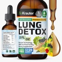 BIO KRAUTER Lung Detox Drops - Pure Vegan Lung Cleanse Liquid Form 2 Fl.Oz 28 Days of Supply - Blend Mullein, Vlierbessen, Stinging Nettle, Ginseng & Angelica Extracten - Respiratory Support