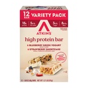 Atkins Blueberry Greek Yogurt & Aardbei Shortcake High Protein Bar, High Fiber, Keto Friendly, 12 Tellen (6 Bars Elke smaak)