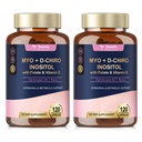 Totaria Inositol Supplement voor vrouwen met vitamine D3, Folaat, 40:1 Ratio Myo-Inositol & D-Chiro Inositol Complex, (Vitamine B8) Inositol Capsules, Verpakking van 2