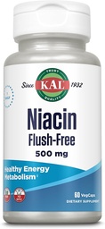 KAL Niacin 500mg Flush Free - Vitamine B3 Supplement - Metabolisme en energie-ondersteuning - huid, nerve, spijsverterings- en circulatieondersteuning - Vegan vitamine, 60 dagen garantie, 60 porties, 60 VegCaps