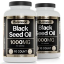 2 Pack - Black Seed Oil Capsules, 500 Mg, Cold Pressed High Potency Digestieve Hulp, 90 Tel 100% Niet GGO Pure Black Cumin Seed Oil Capsules