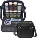Medium 2-in-1 Pill Bottle Organizer, Crossbody PU lederen portemonnee voor vrouwen, Medicine Bag, Case, Carrier voor Medicijnen, Travel Medicine Organizer, Med Bag - Zwart (Zonder slot)