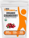BulkSupplements.com Biologische Cranberry Extract Poeder - Biologische Cranberry Flavoring Powder, afkomstig van gierst Macrocarpon Fruit - Vegan & Glutenvrij, 500mg per Serving, 250g (8.8 oz) (Pack of 1)
