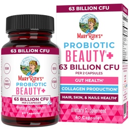 MaryRuth Organics Probiotic Beauty Capsules Support du collagène végétalisé Anti-vieillissement , Santé Gut , Peau et ongles Vitamines Soins de la peau , Biotin , Projet non-OGM Vérifié , 60 Compte