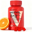 Vegan Vitamin D3 & B12 Gummies, Methyl B12 Supplement voor volwassenen en kinderen, verbeterd met vitamine D 3 voor natuurlijke energie, Immune, Metabolisme & Focus, Oranje, 90 Gummies