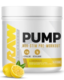 RAW Pump Stim Free Pre Workout (Lemonade) - Niet-Stimilant Pre Workout Supplement Poeder Nitric Oxide Booster - Pre-workout Supplementen Drink voor tijdens de training - 40 Servers